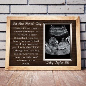 Benutzerdefinierte Ultraschall-Foto-Leinwand, unser erster Vatertag-Poster, Schwangerschaft offenbaren Geschenk für Papa, neuer Papa-Wand-Kunst, Baby-Ultraschall-Geschenk