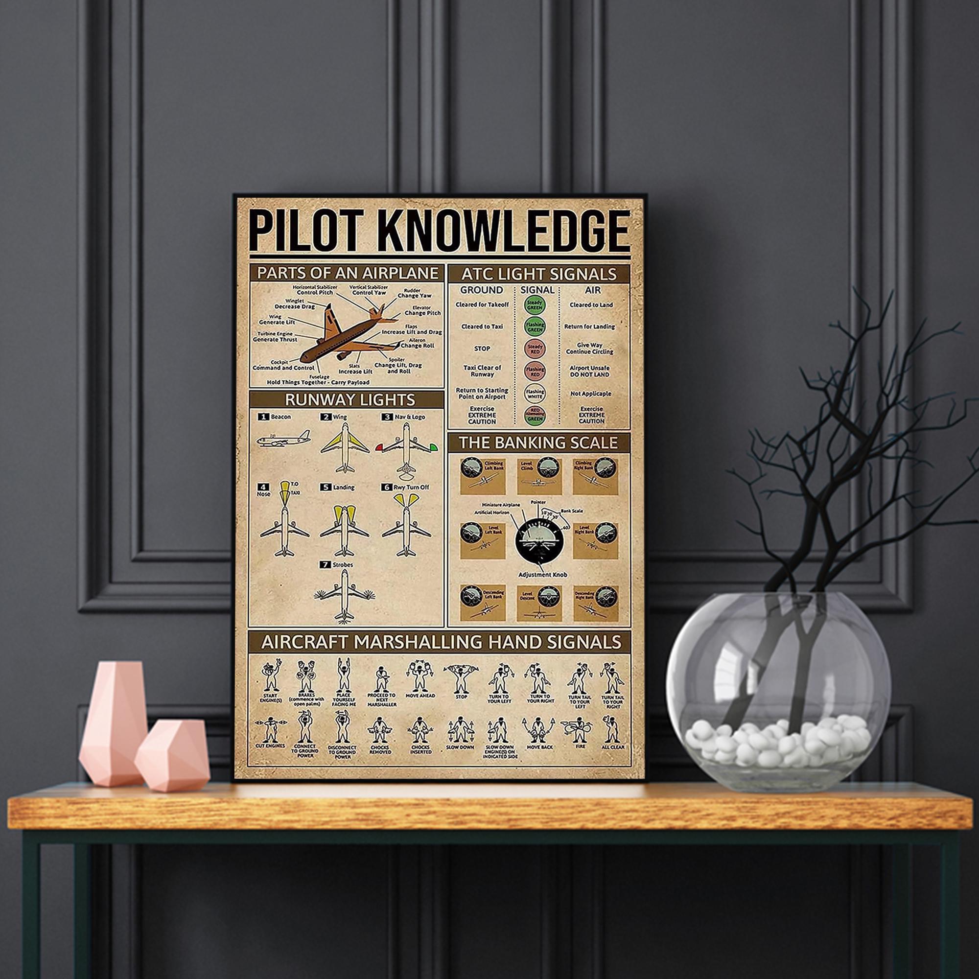 Pilot Roster Wall Pilot Knowledge Poster, Pilot Anatomy Chart Wall Art, Aviation Canvas ...