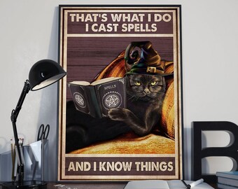 Poster Vintage Halloween And Into The Darkness Cat Witch Car Poster Vintage Halloween And Into The Darkness Cat Witch Car