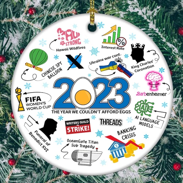 2023 Hot Topics Ceramic Ornament, Funny Trending Social Commemorative Events Ornaments, Memorable 2023 A Year to Remember Gifts For Friends