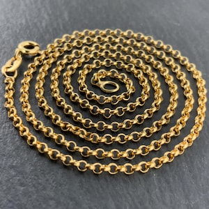 Vintage 18ct Gold Rolo Belcher Chain Necklace