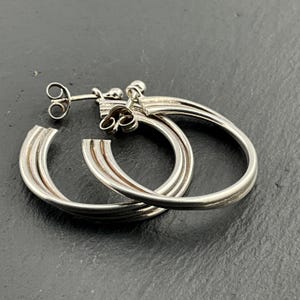 Vintage Sterling Silver Fancy Hoop Dangle Earrings