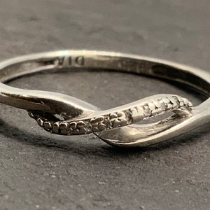 Vintage Diamant Sterling Silber Bandring, UK Größe N, US Größe 6 1/2, EU Größe 52 3/4