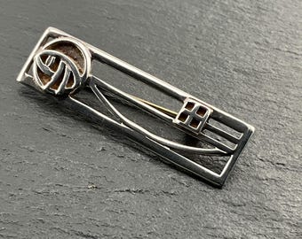 Vintage Sterling Silver Art Nouveau Celtic Rose Brooch