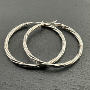 Vintage Sterling Silver Twisted Hoop Earrings