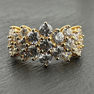 Vintage Cubic Zirconia Sterling Silver Statement Ring, UK Size P, US Size 7 1/2, EU Size 55 1/4