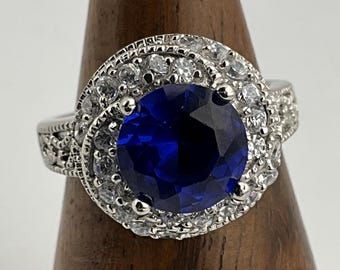 Bague Vintage En Argent Sterling 925 Années 1970 - Zircon Naturel - Taille UK 6.25 - Fait Main UK