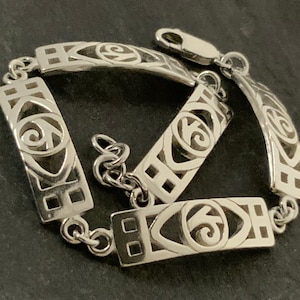 Vintage Sterling Silver Kit Heath Panel Link Bracelet