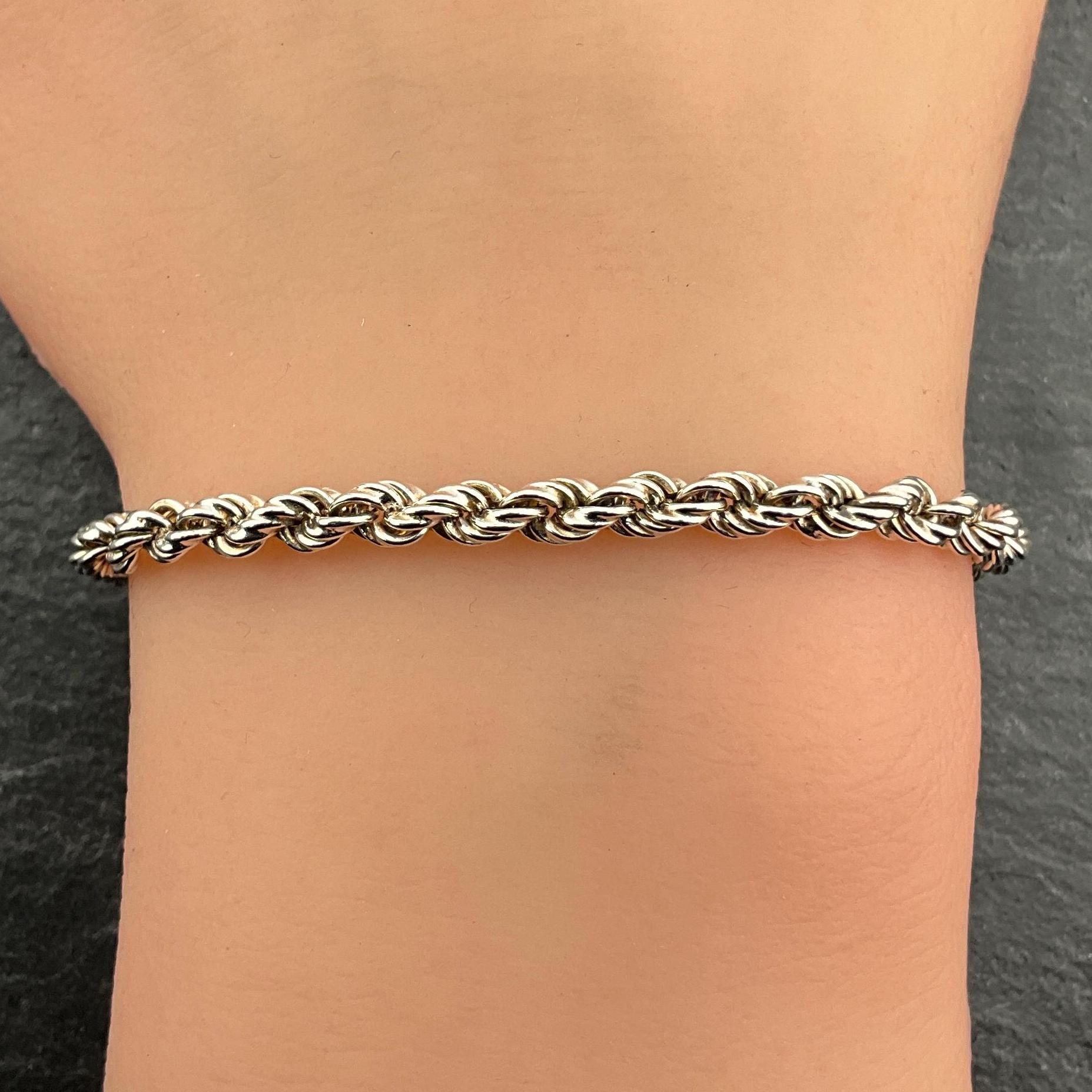 Vintage Sterling Silver Twisted Rope Chain Bracelet - Etsy