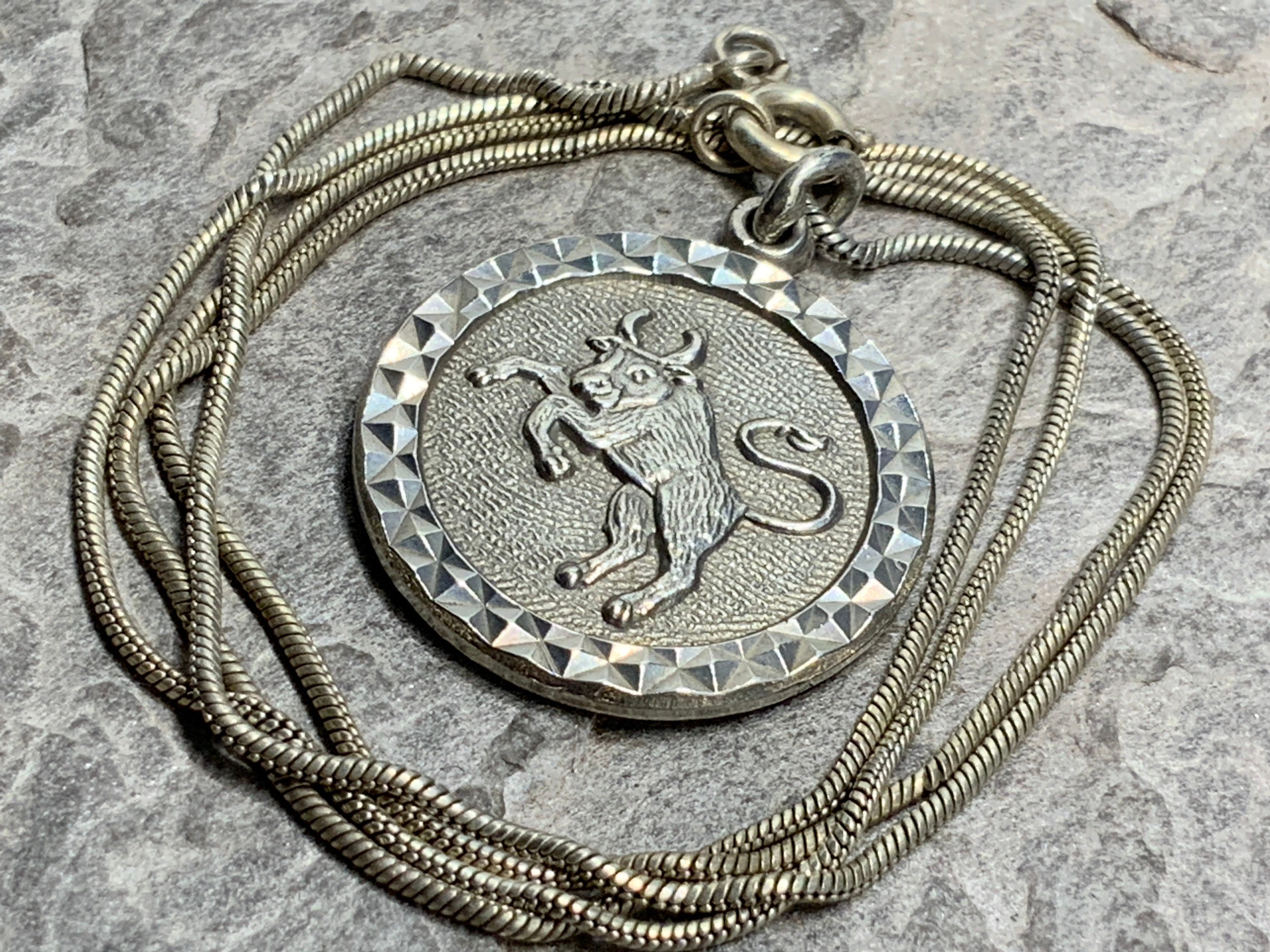 Vintage Sterling Silver Taurus Bull Pendant Necklace Etsy
