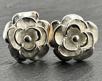 Vintage Sterling Silver Flower Stud Earrings