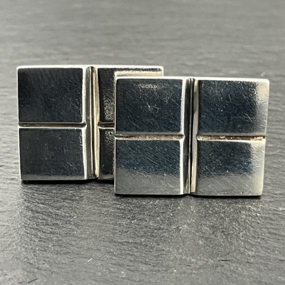 Boutons De Manchette Vintage En Argent Sterling Tri-colore - Occasion, Bon état
