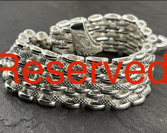 Reserved - Do Not Buy Vintage Solid Sterling Silver Fancy Link Bracelet