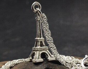 Vintage Sterling Silver Eiffel Tower Pendant Necklace