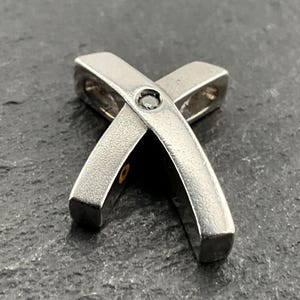 Vintage Diamond Cross Sterling Silver Pendant Necklace