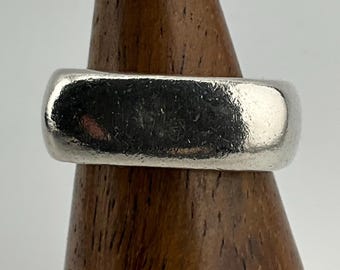 Vintage Sterling Silver Square Modernist Band Ring, UK Size L, US Size 5 1/2, EU Size 50 3/4