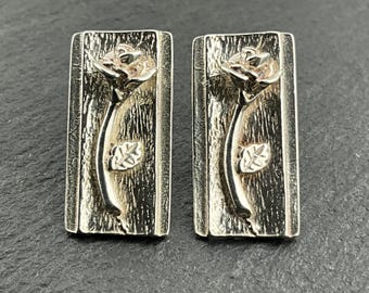 Orecchini vintage in argento sterling 925 con rose Mackintosh