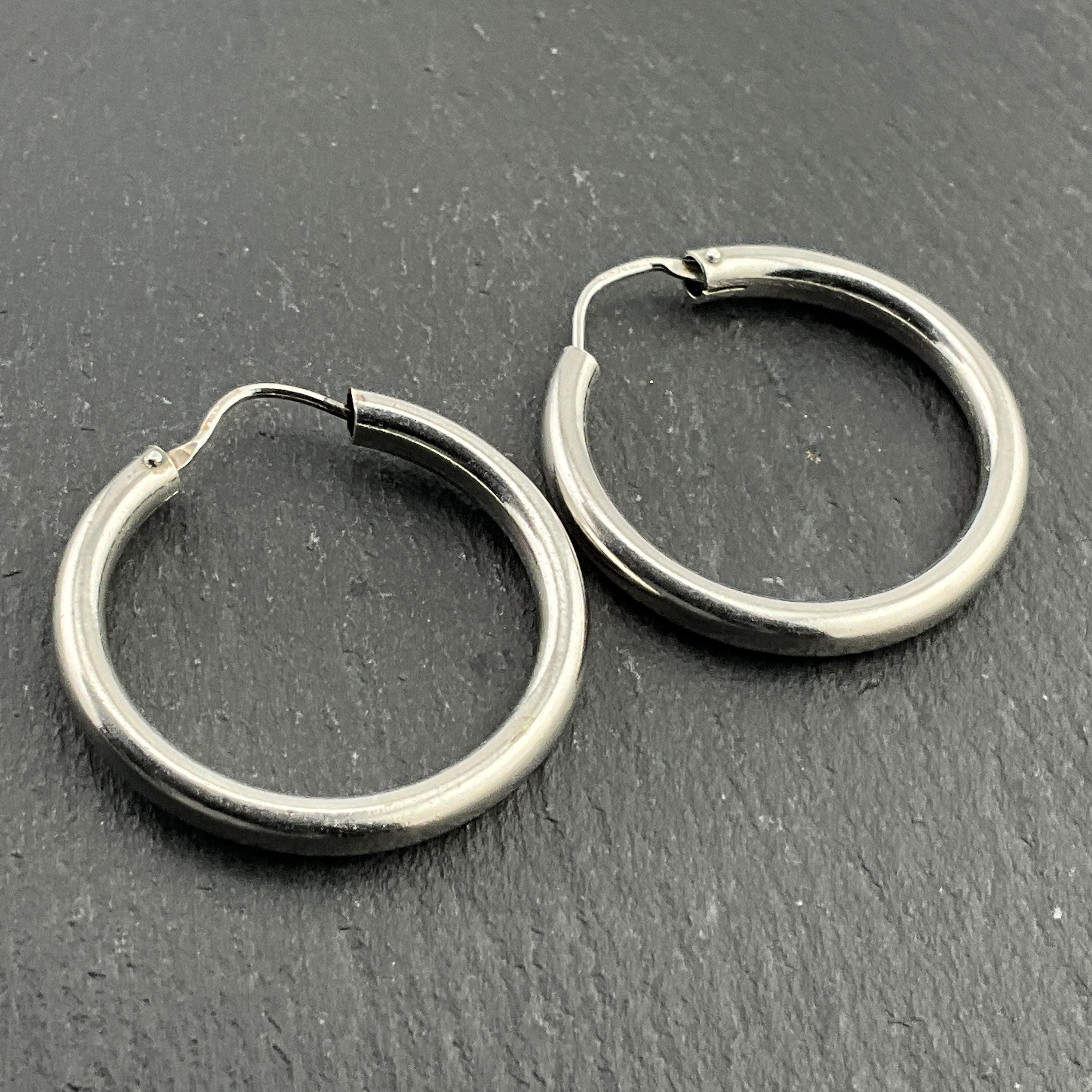 Vintage Sterling Silver Hoop Earrings - Etsy