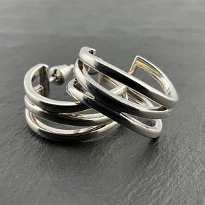 Vintage Sterling Silver Hoop Stud Earrings