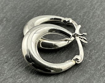 Vintage Sterling Silver Lever Hoop Earrings