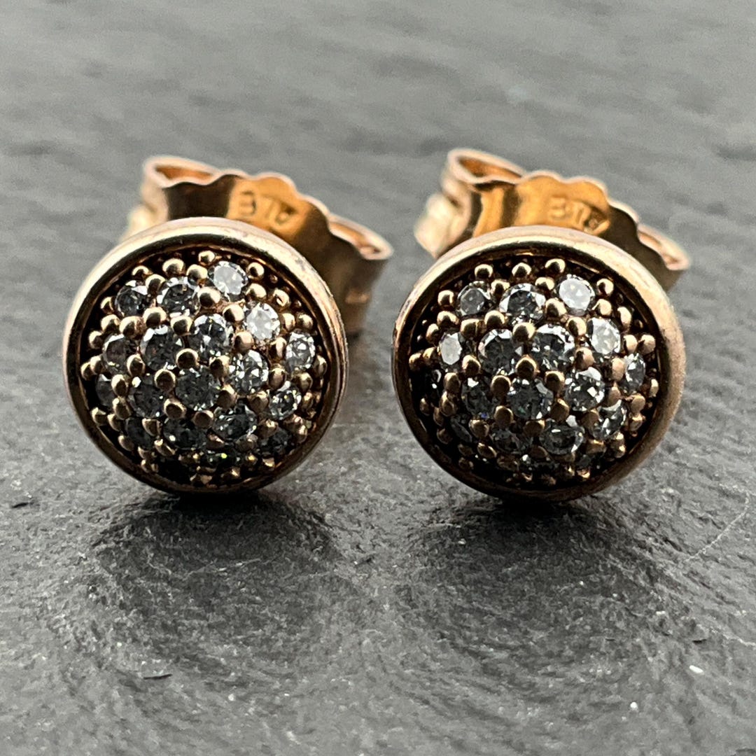 Orecchini a bottone in argento sterling S925 con zirconi cubici a