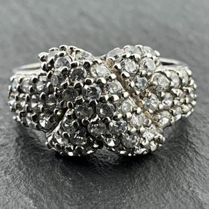 Vintage Cubic Zirconia Sterling Silver Ring, UK Size O, US Size 7, EU Size 54