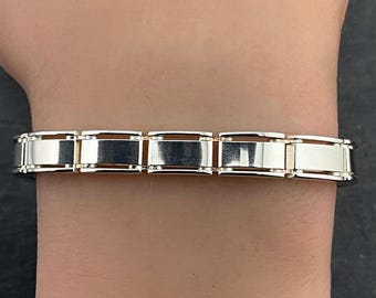 シルバー925 オープンワークブレスレット 925オープンワークパネルブレスレット、ヴィンテージスターリング