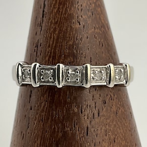 Vintage Diamond 9ct White Gold Half Eternity Ring, UK Size N, US Size 6 1/2, EU Size 52 3/4
