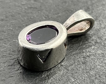 Vintage Purple Cubic Zirconia Sterling Silver Pendant Necklace