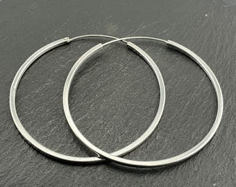 Vintage Sterling Silver Large Hoop Earrings