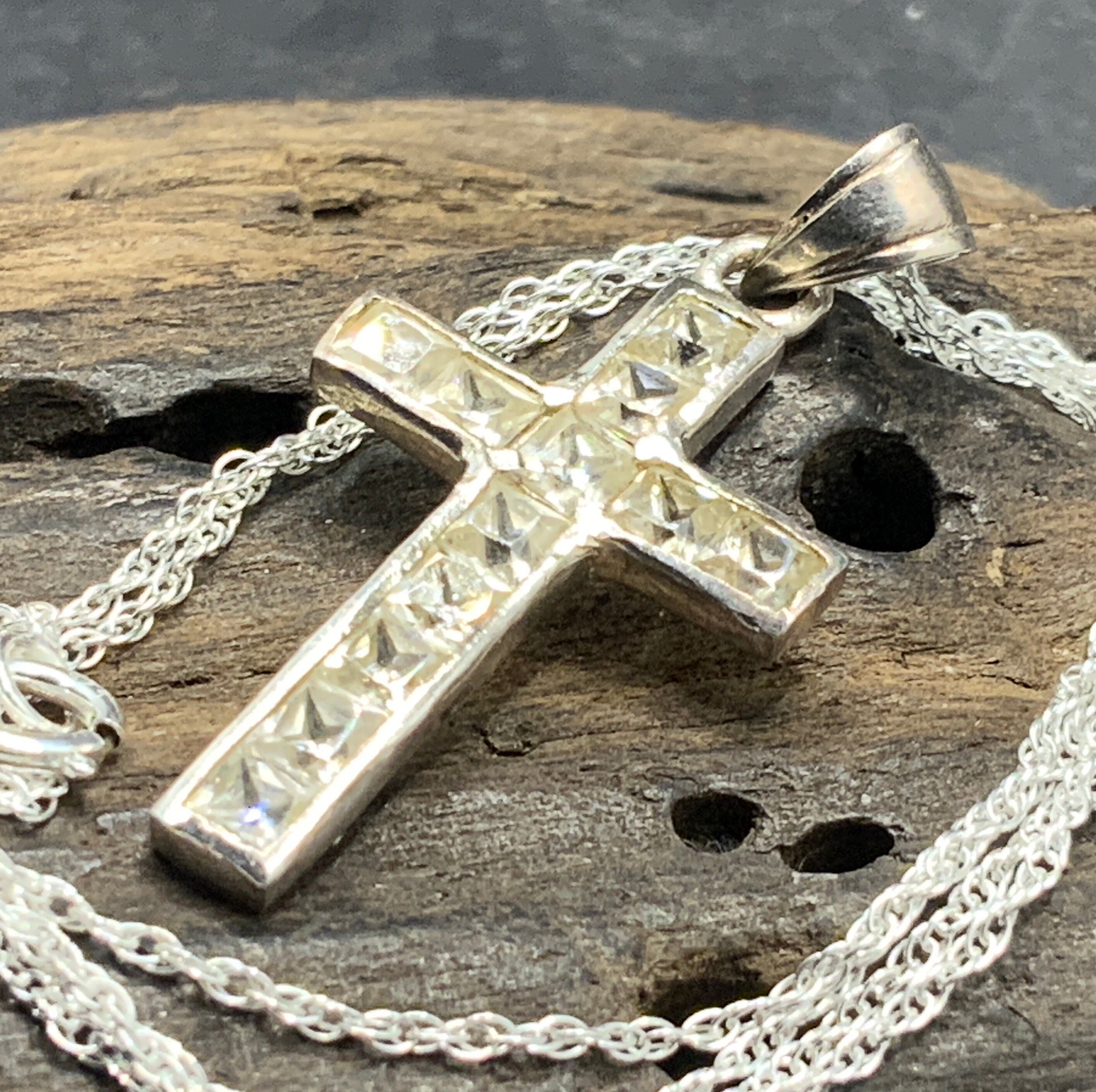 Gemstones Cross Pendant Necklace - Etsy