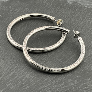 Vintage Large Sterling Silver Hoop Earrings