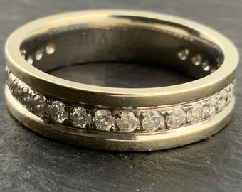 Vintage Diamond 9ct Gold Three Quarter Eternity Band Ring, UK Size J1/2, US Size 5, EU Size 49