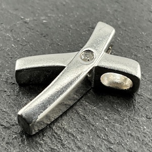Vintage Diamond Cross Sterling Silver Pendant Necklace