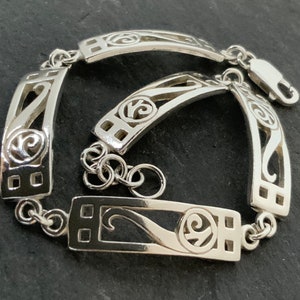 Vintage Sterling Silver Kit Heath Panel Link Bracelet