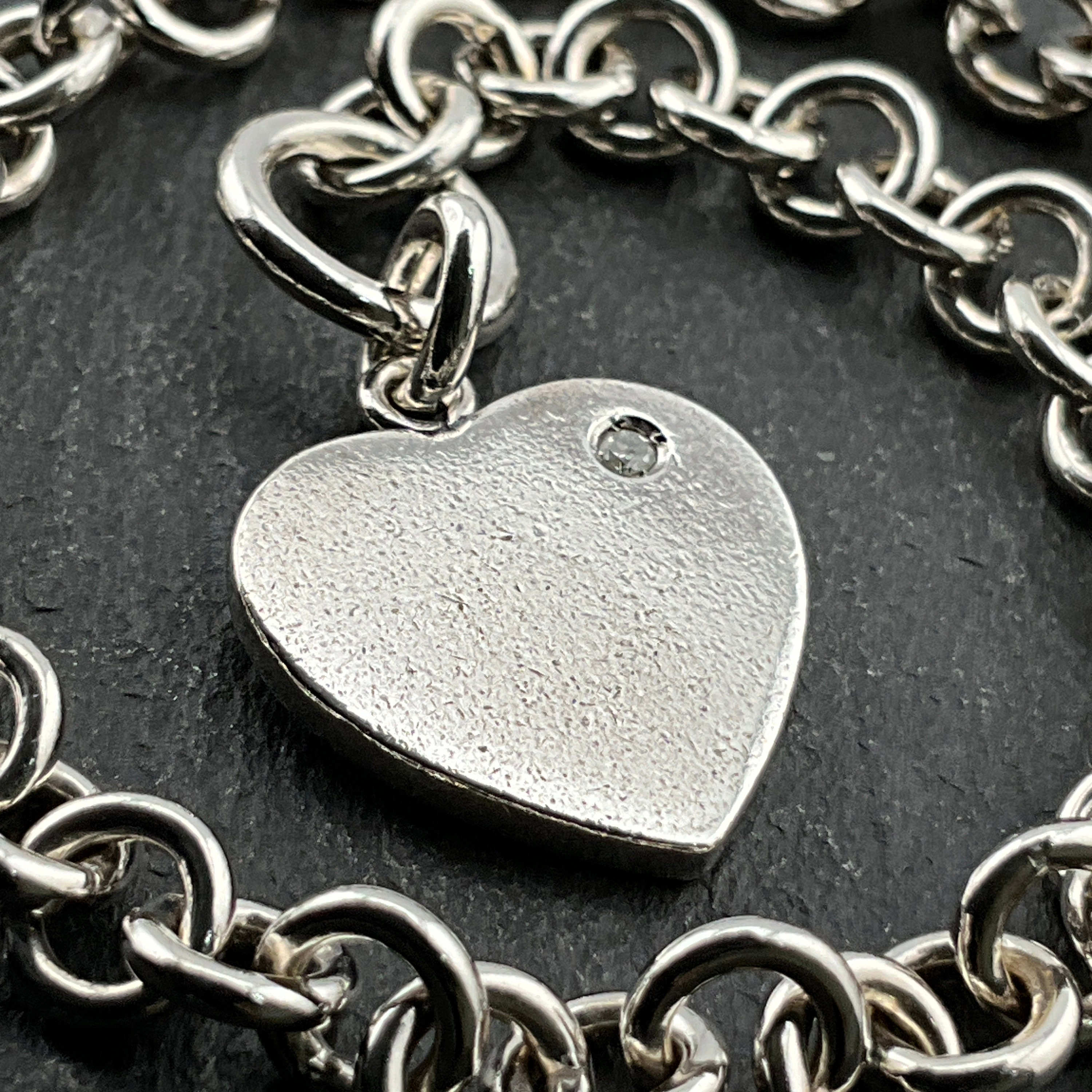 Tuscany Silver Bracciale Con Ciondolo Cuore In Argento Sterling 925 E Catena Belcher, 19 Cm, Regalo In Confezione Elegante