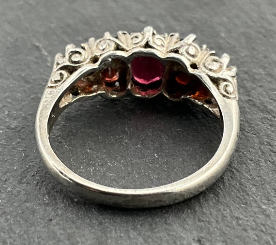 Vintage Garnet Sterling Silver Statement Ring, UK… - image 6