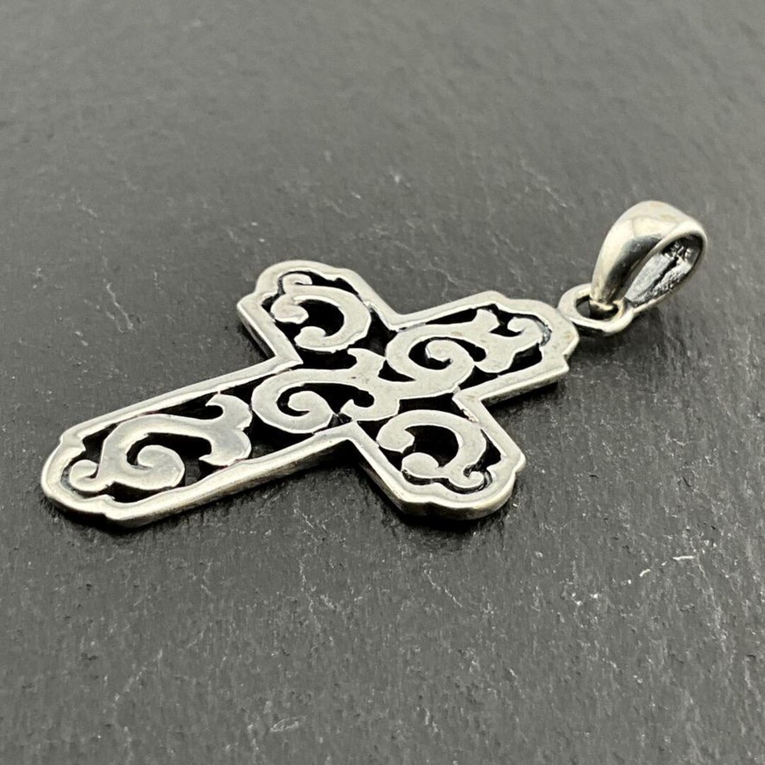 Vintage Sterling Silver Floral Cross Crucifix Pendant Necklace - Etsy