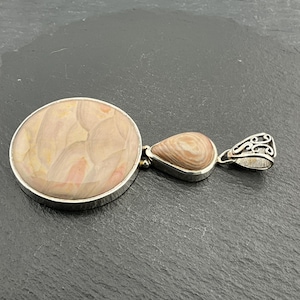 Grand pendentif original vintage en argent sterling avec agate super lourde