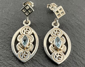 Orecchini Pendenti In Argento 925 Sterling – Design Celtico Ovale Rosa Di Mackintosh – 9x30 Mm – DTPsilver
