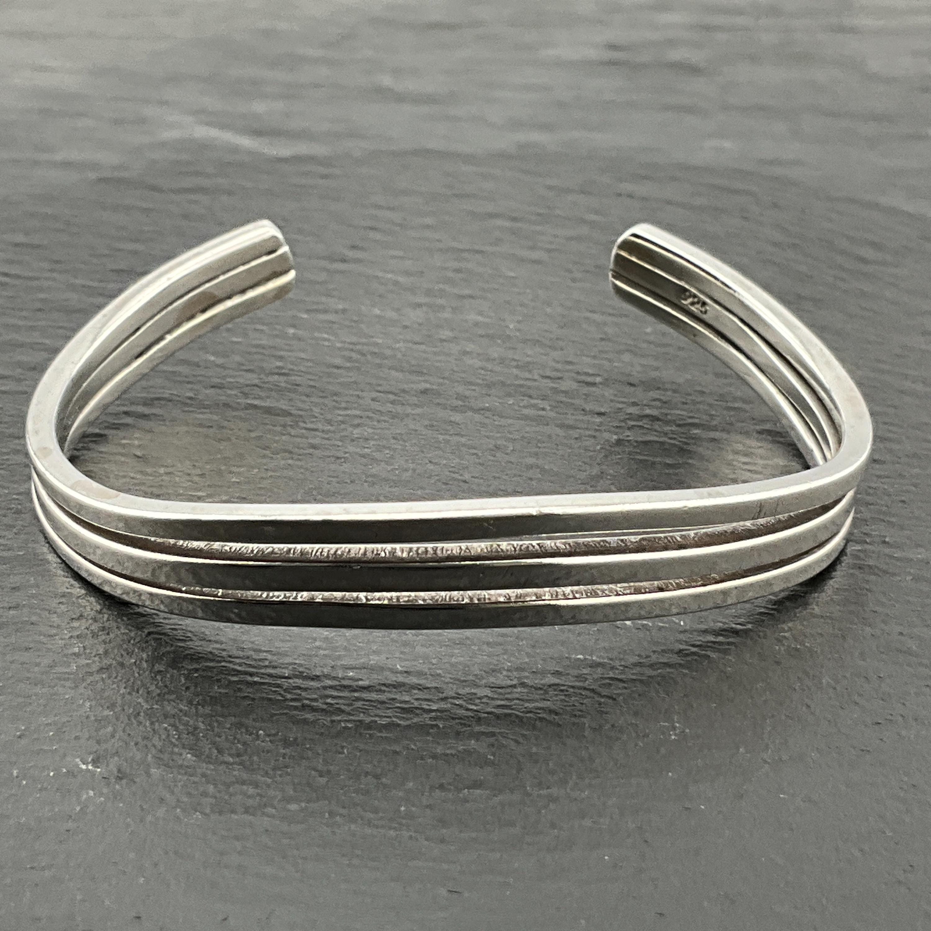 Vintage Heavy Solid Sterling Silver Wave Torc Bangle - Etsy