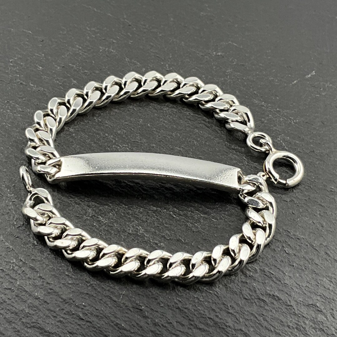 Antique Silver Chain Bracelet PRY シュウト Vintage Sterling Silver ID Curb Bracelet - Etsy