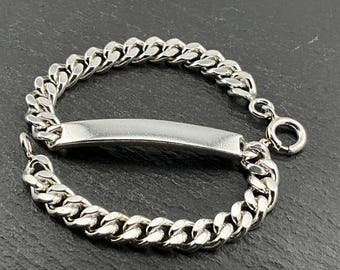 Vintage Sterling Silver ID Curb Bracelet - Etsy