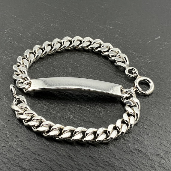 Vintage Sterling Silver ID Curb Bracelet - Etsy Finland