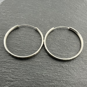 Vintage Sterling Silver Textured Hoop Earrings