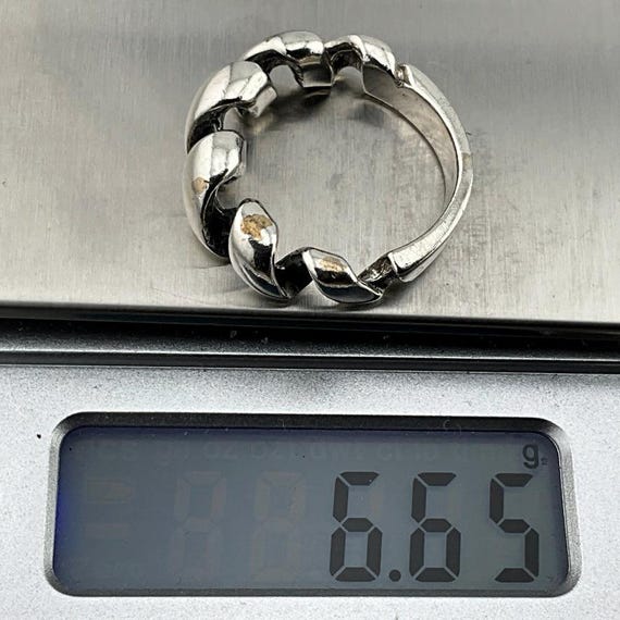 Genuine Sterling Silver Ring Solid Handmade Nicke… - image 8