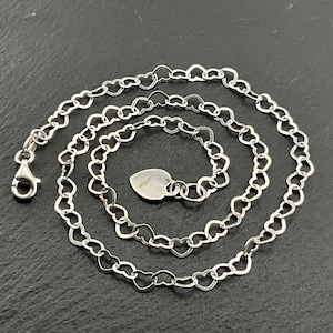 Vintage Sterling Silver Fancy Heart Link Choker Necklace