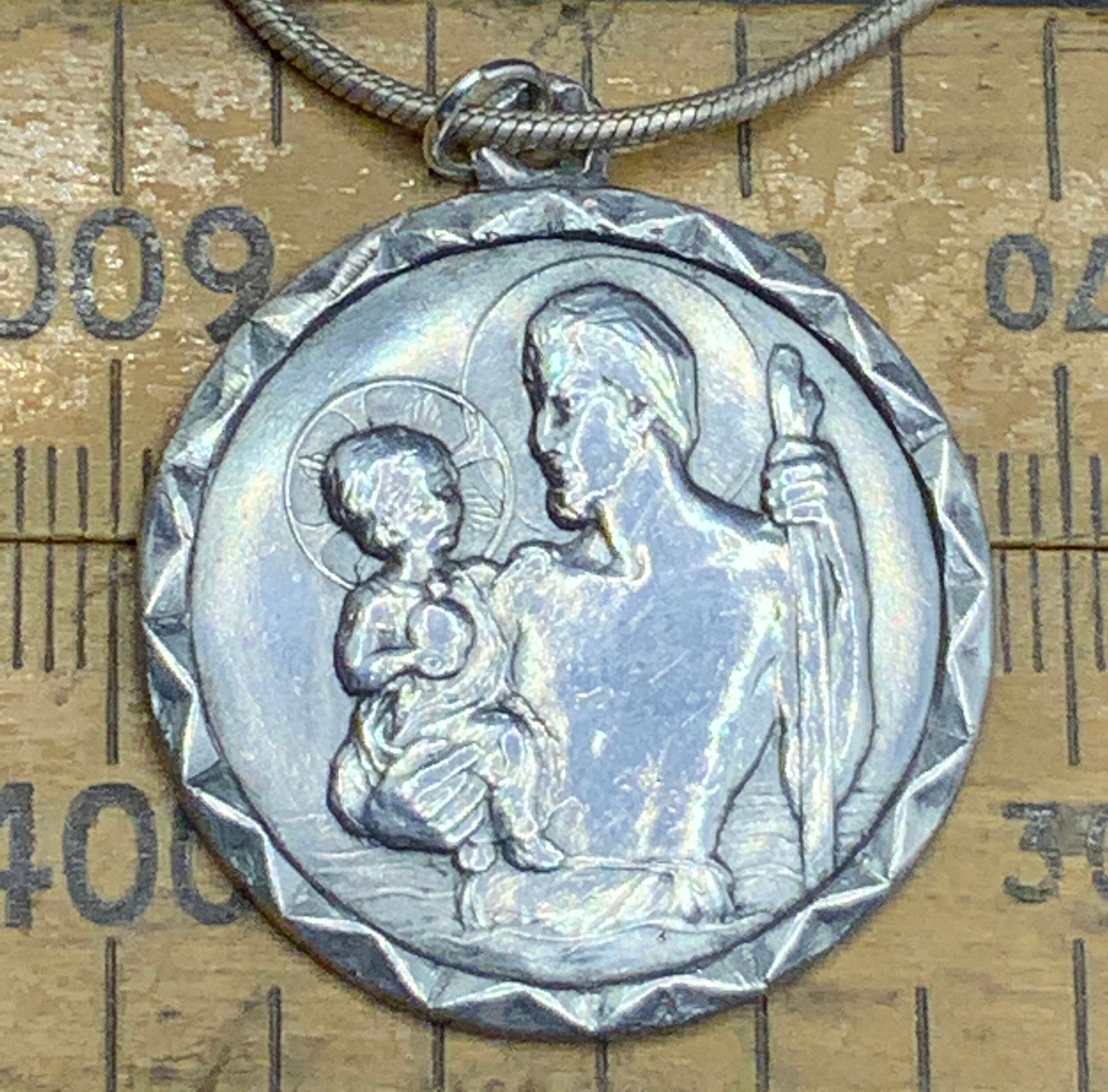 Vintage Solid Sterling Silver St Christopher Pendant Necklace Etsy