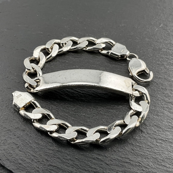 Vintage Heavy Sterling Silver Chunky ID Curb Bracelet - Etsy