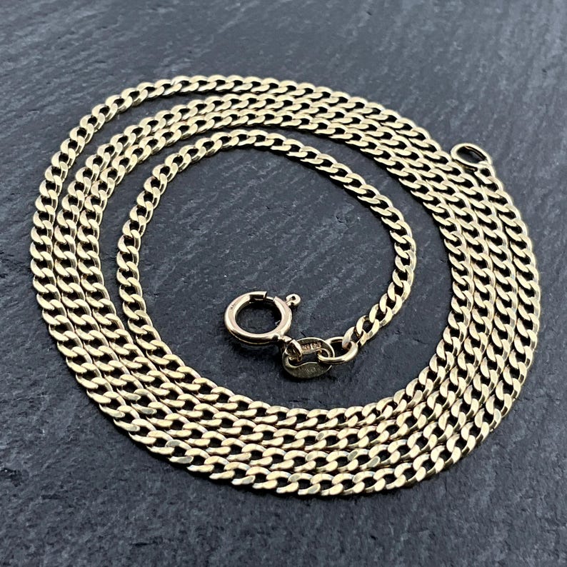 Curbed Chain Vintage 9ct Gold Curbed Chain Necklace - Etsy